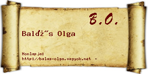 Balás Olga névjegykártya