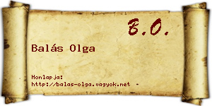 Balás Olga névjegykártya